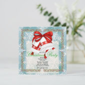 クリスマスのシルバーベルのかわいいクリスマス・パーティHolida 招待状 (スタンド正面)