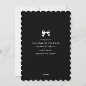 クリスマスのシンプルなリボン 黒と白の写真 シーズンカード (裏面)