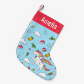 クリスマスのシンボルとUnicornの名前 スモールクリスマスストッキング (正面 (吊り時))