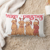 クリスマスのシンボルを飾ったかわいい犬 ランバークッション (ブランケット)