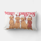 クリスマスのシンボルを飾ったかわいい犬 ランバークッション (正面)