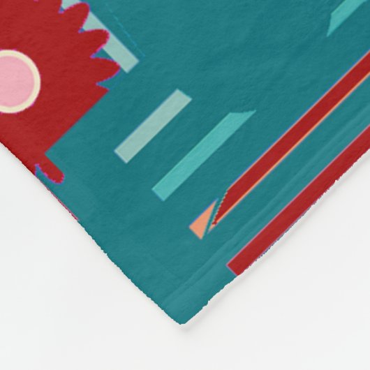 クリスマスのシンボル 北欧の花柄ボーダー ウィンター フリースブランケット (角)