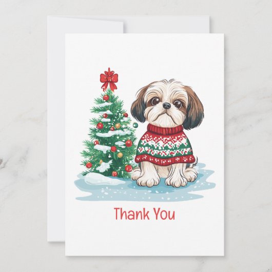 クリスマスのシースー犬ありがとう サンキューカード (正面)