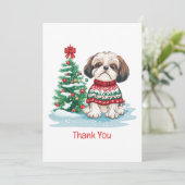 クリスマスのシースー犬ありがとう サンキューカード (スタンド正面)