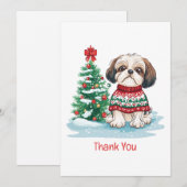 クリスマスのシースー犬ありがとう サンキューカード (正面/裏面)