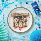 クリスマスのシーズー犬 ペーパープレート (パーティー)