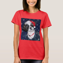クリスマスのシーズー（犬）のTzu犬 Tシャツ