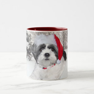 クリスマスのシーズー(犬) Tzu ツートーンマグカップ