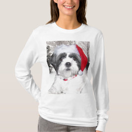 クリスマスのシーズー(犬) Tzu Tシャツ