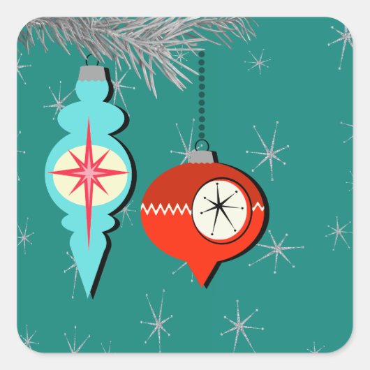 クリスマスのシールレトロの夢 スクエアシール (正面)