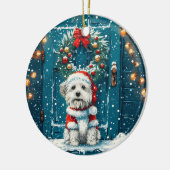 クリスマスのシー・ズー犬 セラミックオーナメント (左)