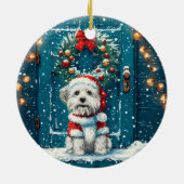 クリスマスのシー・ズー犬 セラミックオーナメント (裏面)