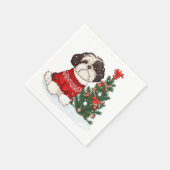 クリスマスのシー・ズー スタンダードカクテルナプキン (角)