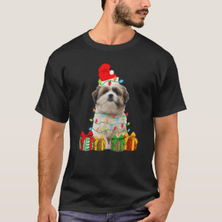 クリスマスのシー・ツー・ドッグのクリスマスライトの子犬 Tシャツ