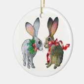 クリスマスのジャックウサギのオーナメント セラミックオーナメント (左)