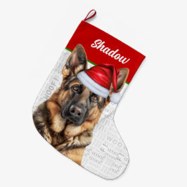 クリスマスのジャーマンシェパードと犬の名前 ラージクリスマスストッキング