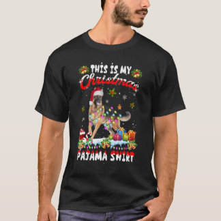 クリスマスのジャーマンシェパードパジャマ ライト Tシャツ