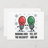 クリスマスのジョークで働おもしろいく シーズンポストカード (正面/裏面)