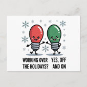 クリスマスのジョークで働おもしろいく シーズンポストカード (正面)