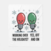 クリスマスのジョークで働おもしろいく フリースブランケット (正面)