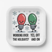 クリスマスのジョークで働おもしろいく ペーパープレート (正面)