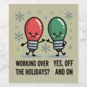 クリスマスのジョークで働おもしろいく ワインラベル (シングルラベル)