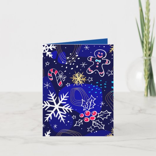 クリスマスのジンジャーブレッドとキャンディーケーンの願い シーズンカード (正面)