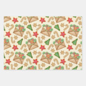 クリスマスのジンジャーブレッドのクッキーと手紙 ラッピングペーパーシート (正面2)