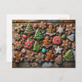 クリスマスのジンジャーブレッドのクッキー、ポストクロッシング ポストカード (正面/裏面)