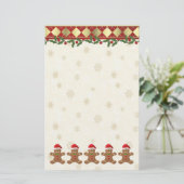 クリスマスのジンジャーブレッドのサンタのクッキーの文房具 便箋 (スタンド正面)
