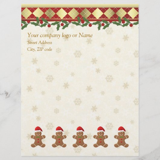 クリスマスのジンジャーブレッドのサンタのクッキーレターヘッド レターヘッド (正面)