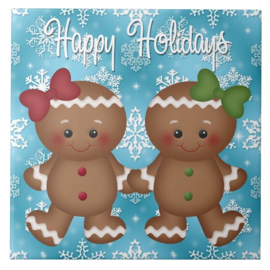 クリスマスのジンジャーブレッドの休日の漫画のタイル タイル (正面)