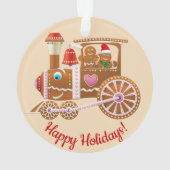 クリスマスのジンジャーブレッドの列車および飛行機の漫画 オーナメント (裏面)