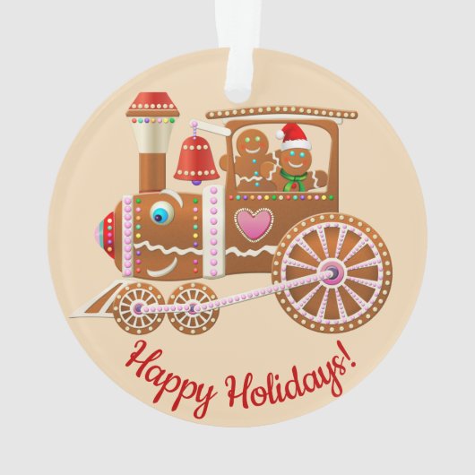 クリスマスのジンジャーブレッドの列車および飛行機の漫画 オーナメント (裏面)