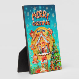 クリスマスのジンジャーブレッドキャンディハウスと新年 フォトプラーク