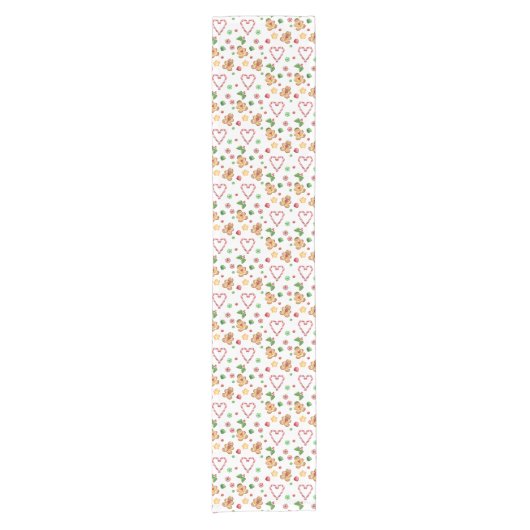 クリスマスのジンジャーブレッドキャンデーのテーブルのランナー ショートテーブルランナー (正面)