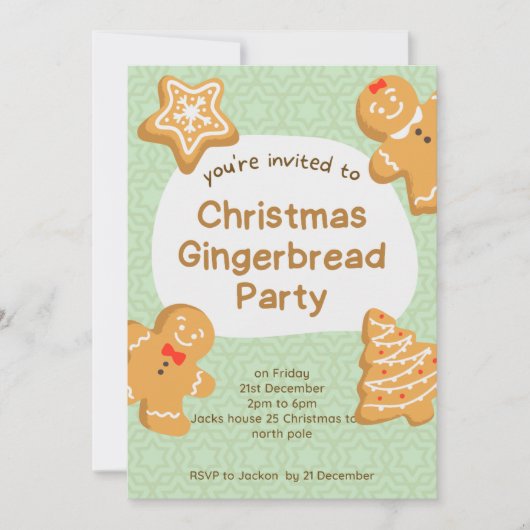 クリスマスのジンジャーブレッドクッキーの招待状 招待状 (正面)