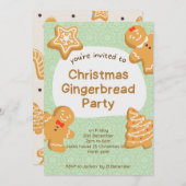 クリスマスのジンジャーブレッドクッキーの招待状 招待状 (正面/裏面)