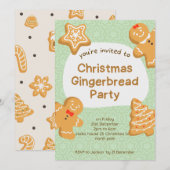 クリスマスのジンジャーブレッドクッキー招待状 招待状 (正面/裏面)