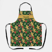 クリスマスのジンジャーブレッドクッキー エプロン (正面)