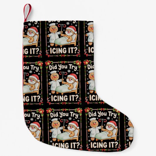 クリスマスのジンジャーブレッドクリスマス スモールクリスマスストッキング (正面)