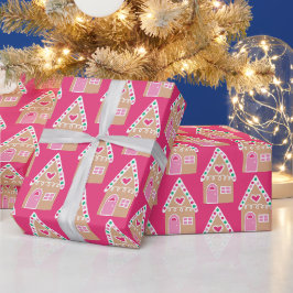 クリスマスのジンジャーブレッドハウス包装紙 ラッピングペーパー