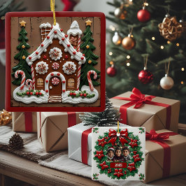 クリスマスのジンジャーブレッドハウス オーダーメイド セラミックオーナメント