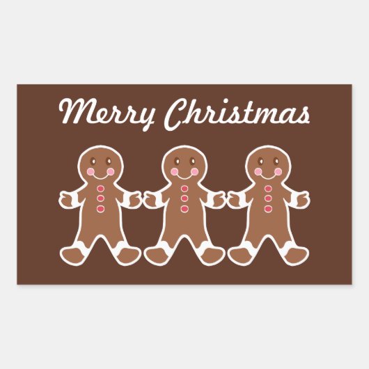 クリスマスのジンジャーブレッドボーイステッカー 長方形シール (正面)