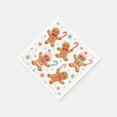 クリスマスのジンジャーブレッドマンがキャンディーケーンを持っている スタンダードカクテルナプキン (角)