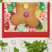 クリスマスのジンジャーブレッドマンのプリントタオル キッチンタオル (折り畳み)
