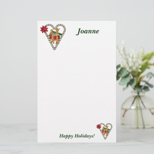 クリスマスのジンジャーブレッドマンの休日の文房具 便箋 (スタンド正面)