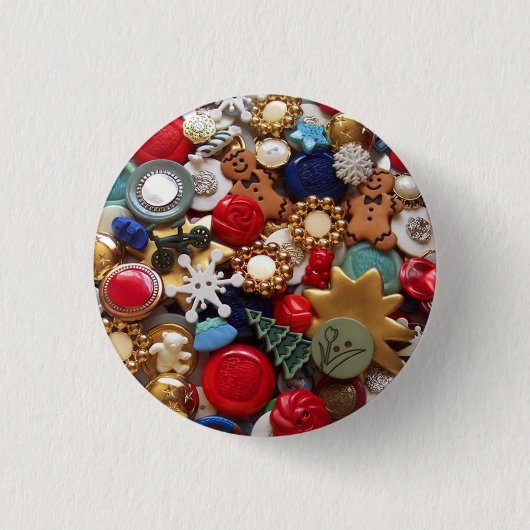 クリスマスのジンジャーブレッドマンボタン 缶バッジ (正面)