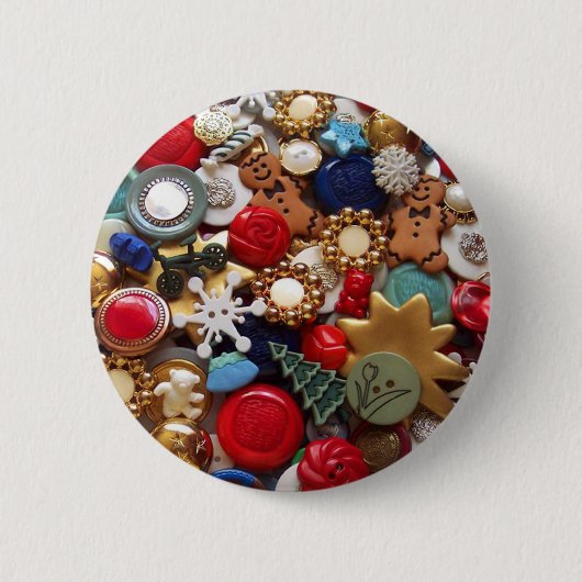 クリスマスのジンジャーブレッドマンボタン 缶バッジ (正面)