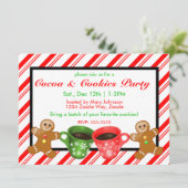 クリスマスのジンジャーブレッドマン キャンディーケーンのストライプ 招待状 (スタンド正面)